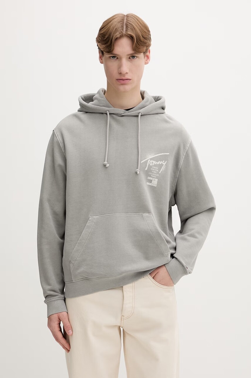 Tommy Jeans mikina s kapucňou pánska bavlnená