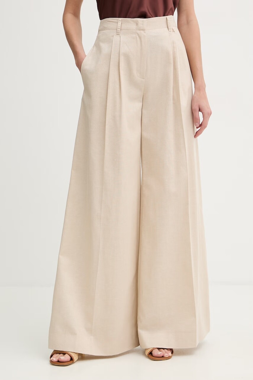 Twinset dámske wide leg nohavice s prímesou ľanu