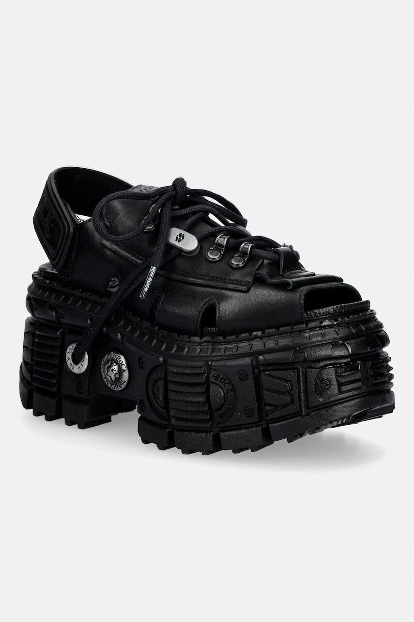 New Rock sandále dámske kožené ITALI NEGRO, TANK CASCO NEGRO , BIOS N