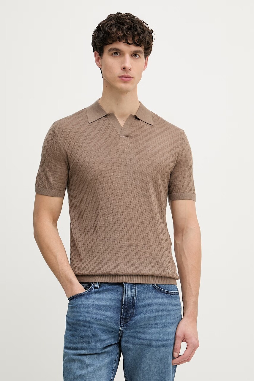 Emporio Armani úpletové polo tričko pánske s vlnou