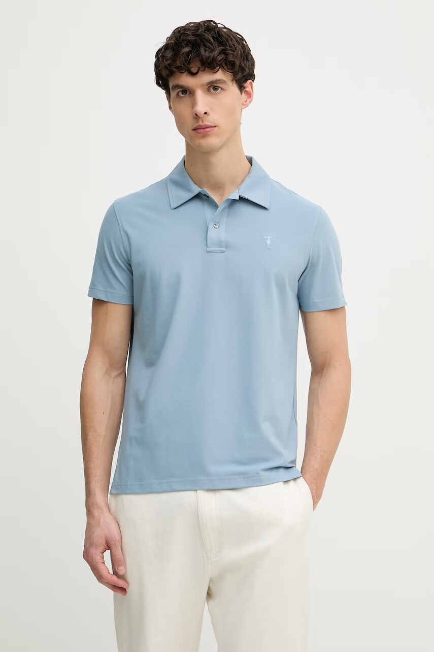 Trussardi polo tričko pánske s prímesou hodvábu