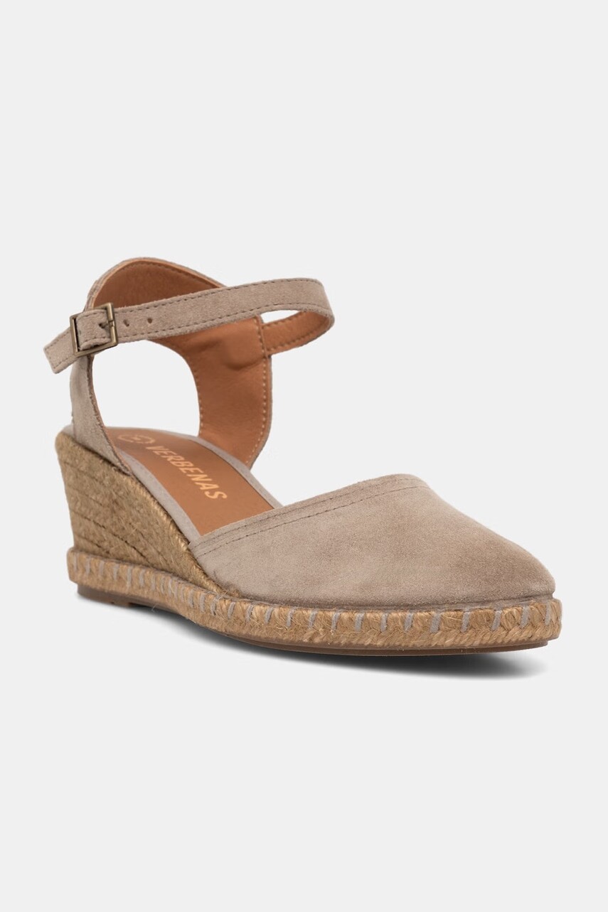 Verbenas espadrilky na platforme po celej dĺžke dámske semišové MALENA SERRAJE/TAN