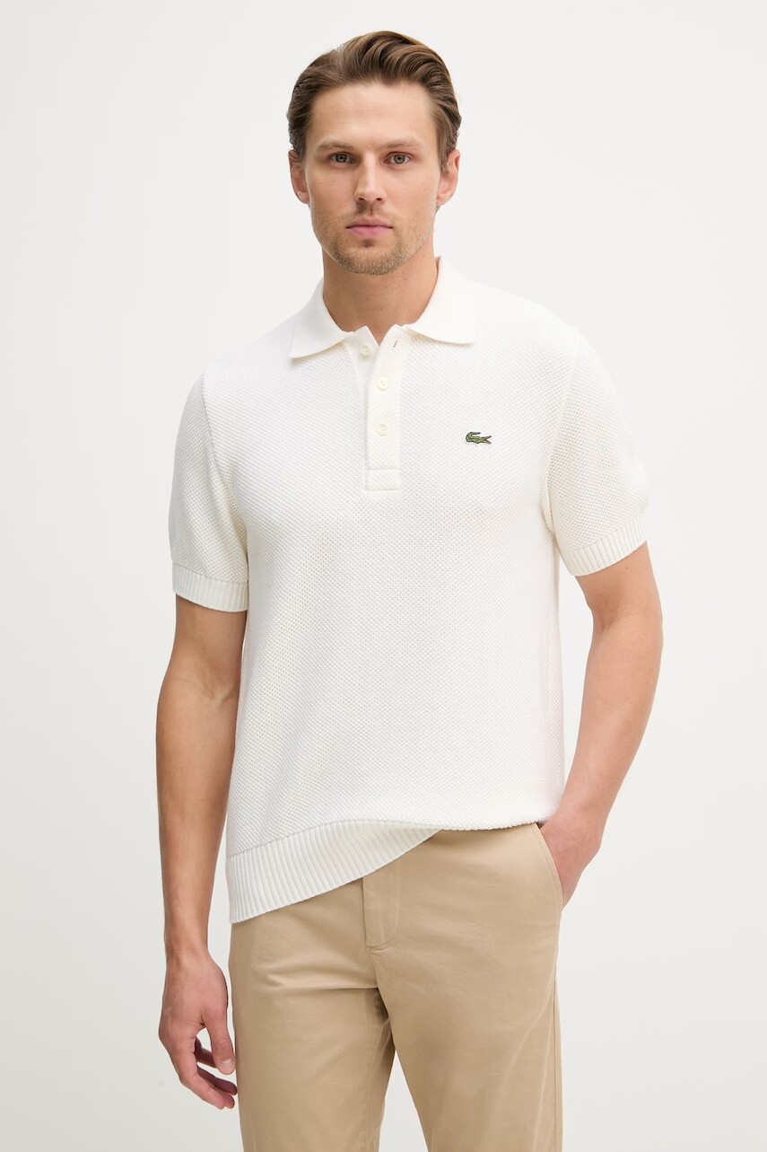 Lacoste úpletové polo tričko pánske s prímesou vlny