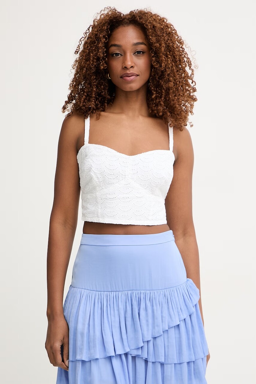 Guess crop top dámsky bavlnený SHARON