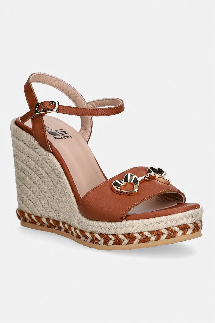 Love Moschino espadrilky na platforme po celej dĺžke dámske kožené