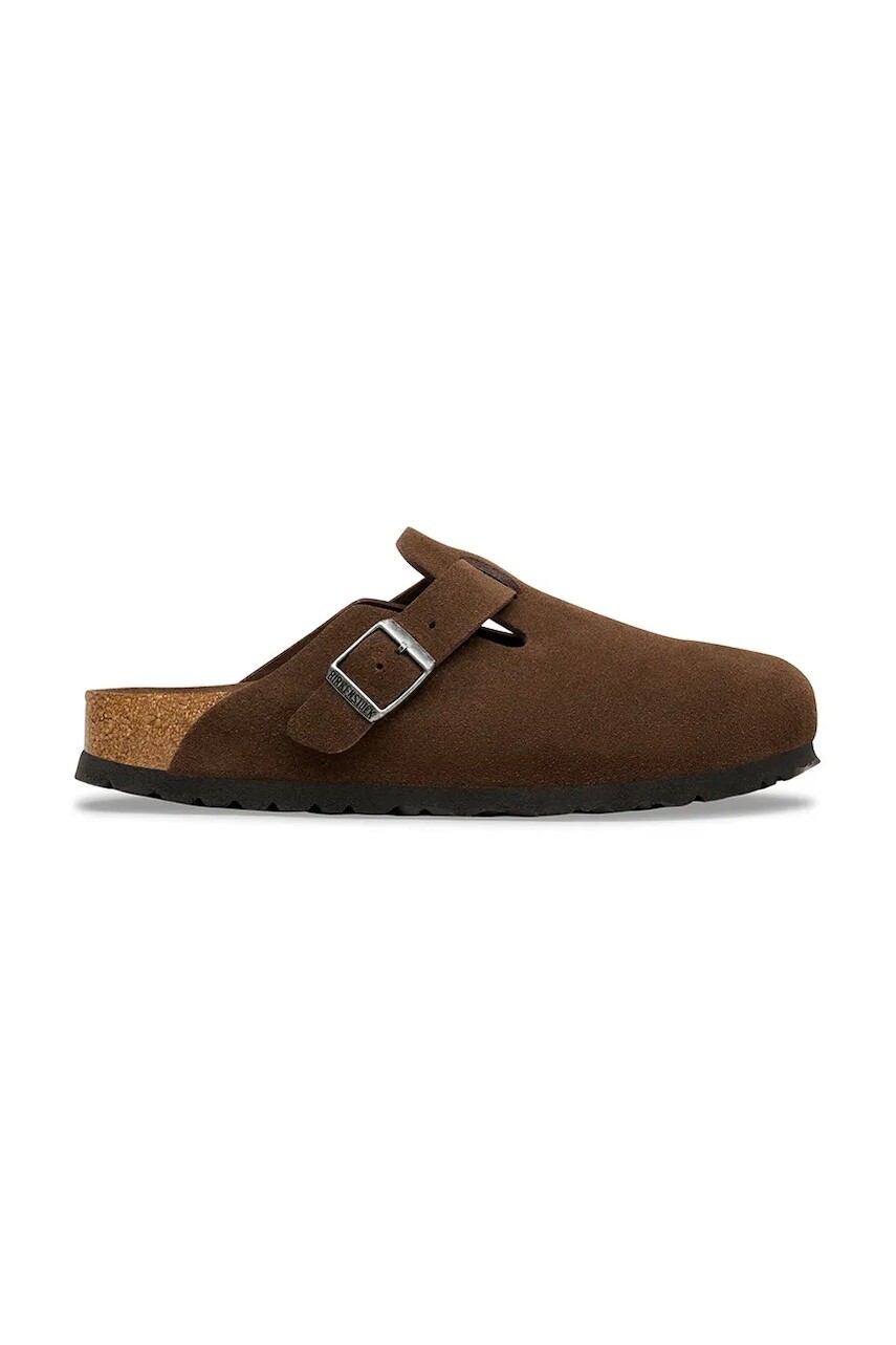 Birkenstock šľapky na plochom podpätku dámske semišové Boston SFB LEVE