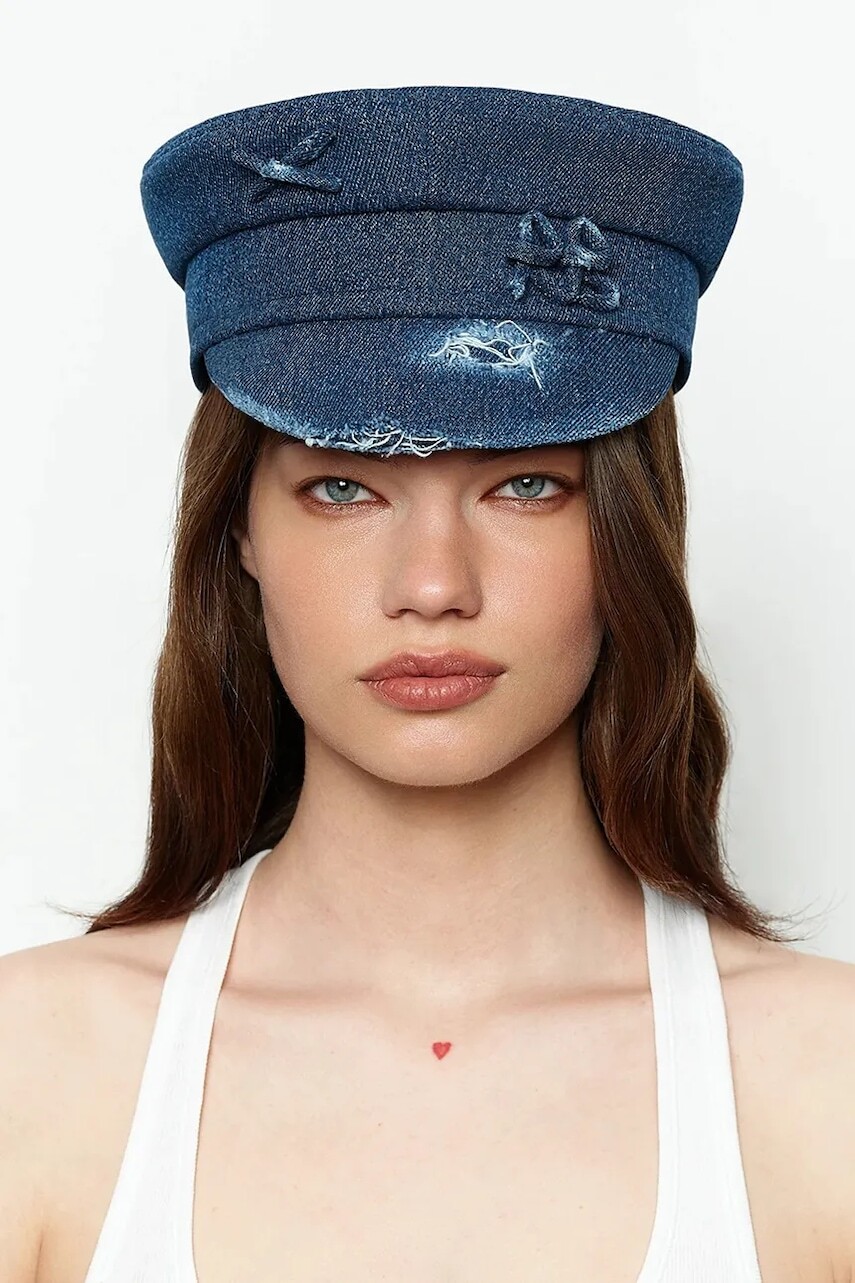 RUSLAN BAGINSKIY čiapka dámska rifľová Ruslan Baginskiy Distressed Denim Baker Boy Cap