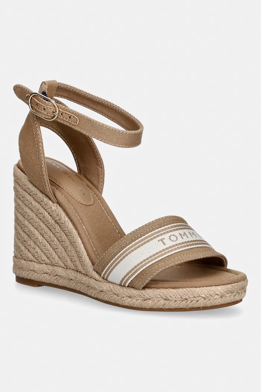 Tommy Hilfiger sandále na platforme po celej dĺžke HIGH WEDGE ESPAD WEBBING