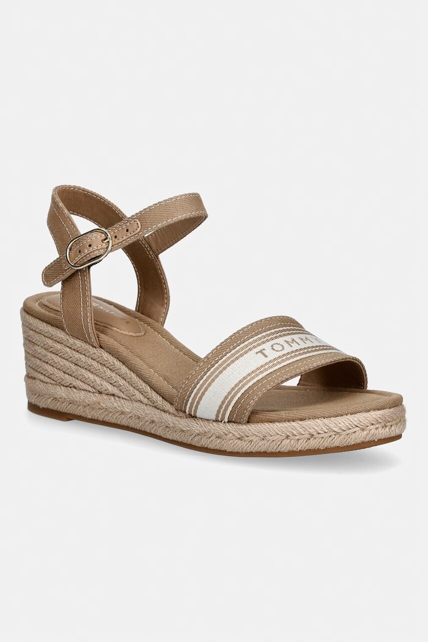 Tommy Hilfiger sandále na platforme po celej dĺžke MID WEDGE ESPAD WEBBING
