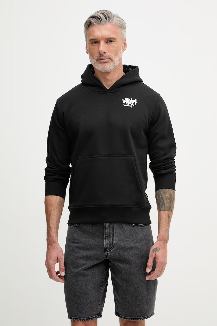 Alpha Industries mikina s kapucňou pánska s bavlnou Signature