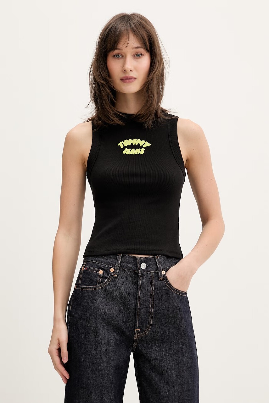 Tommy Jeans top dámsky bavlnený s elastanom
