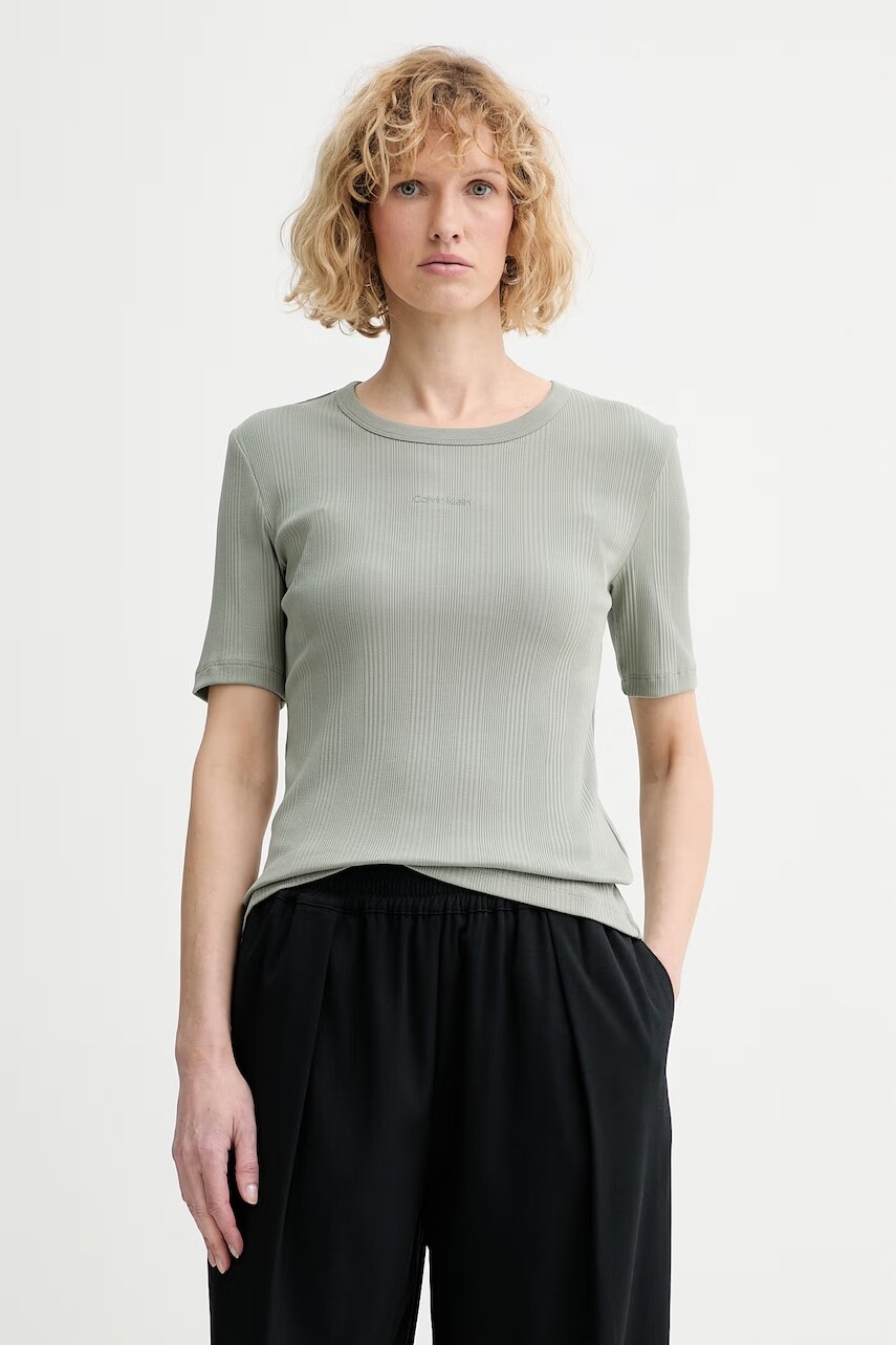 Calvin Klein basic tričko dámske bavlnené s elastanom
