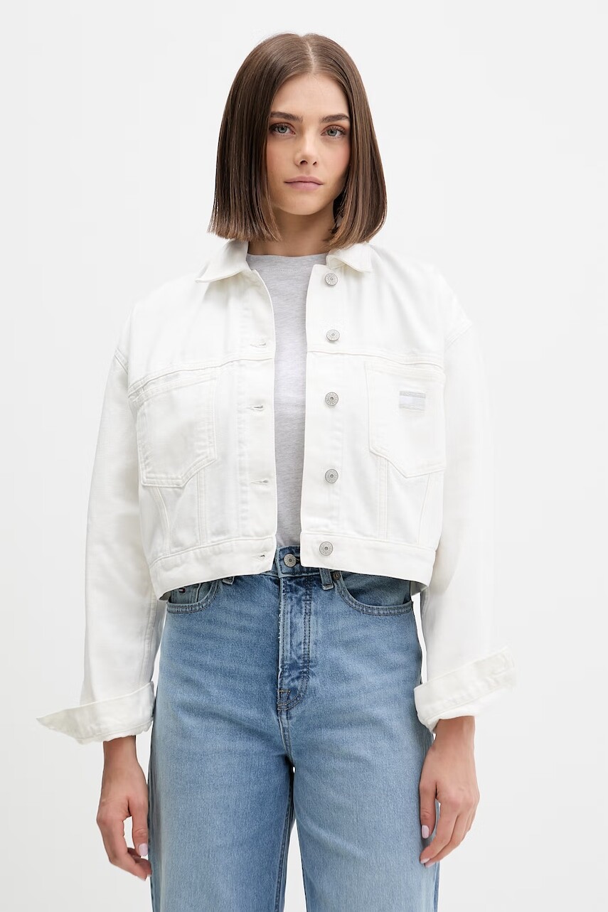 Tommy Jeans prechodná bunda dámska bavlnená