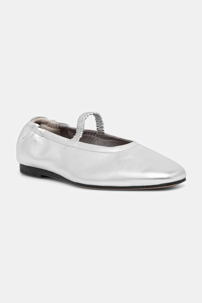 Tommy Hilfiger baleríny kožené SILVER LTH ELLASTIC BALLERINA