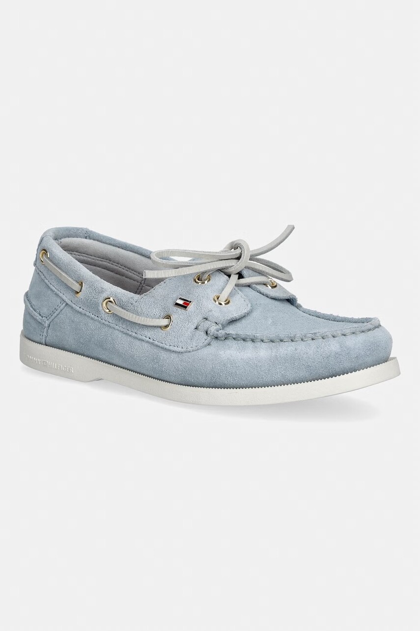 Tommy Hilfiger mokasíny dámske semišové HILFIGER SUEDE BOAT SHOE