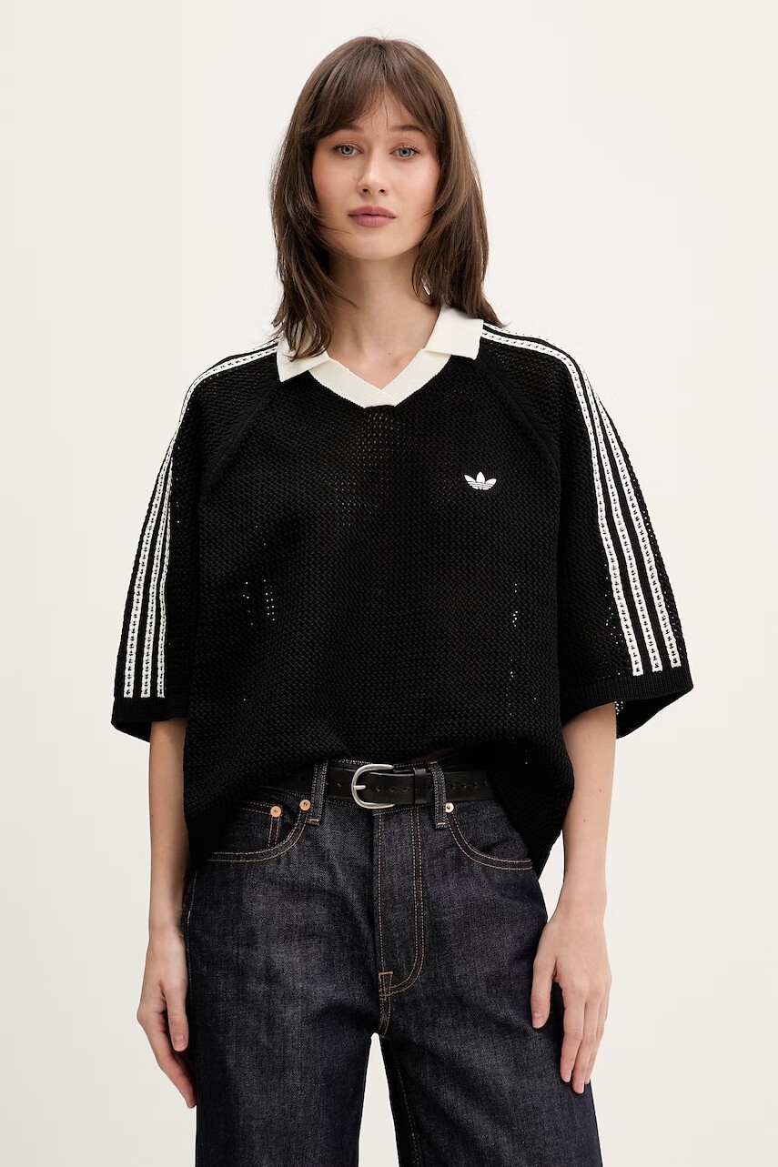 adidas Originals úpletové polo tričko dámske vzorované Crochet