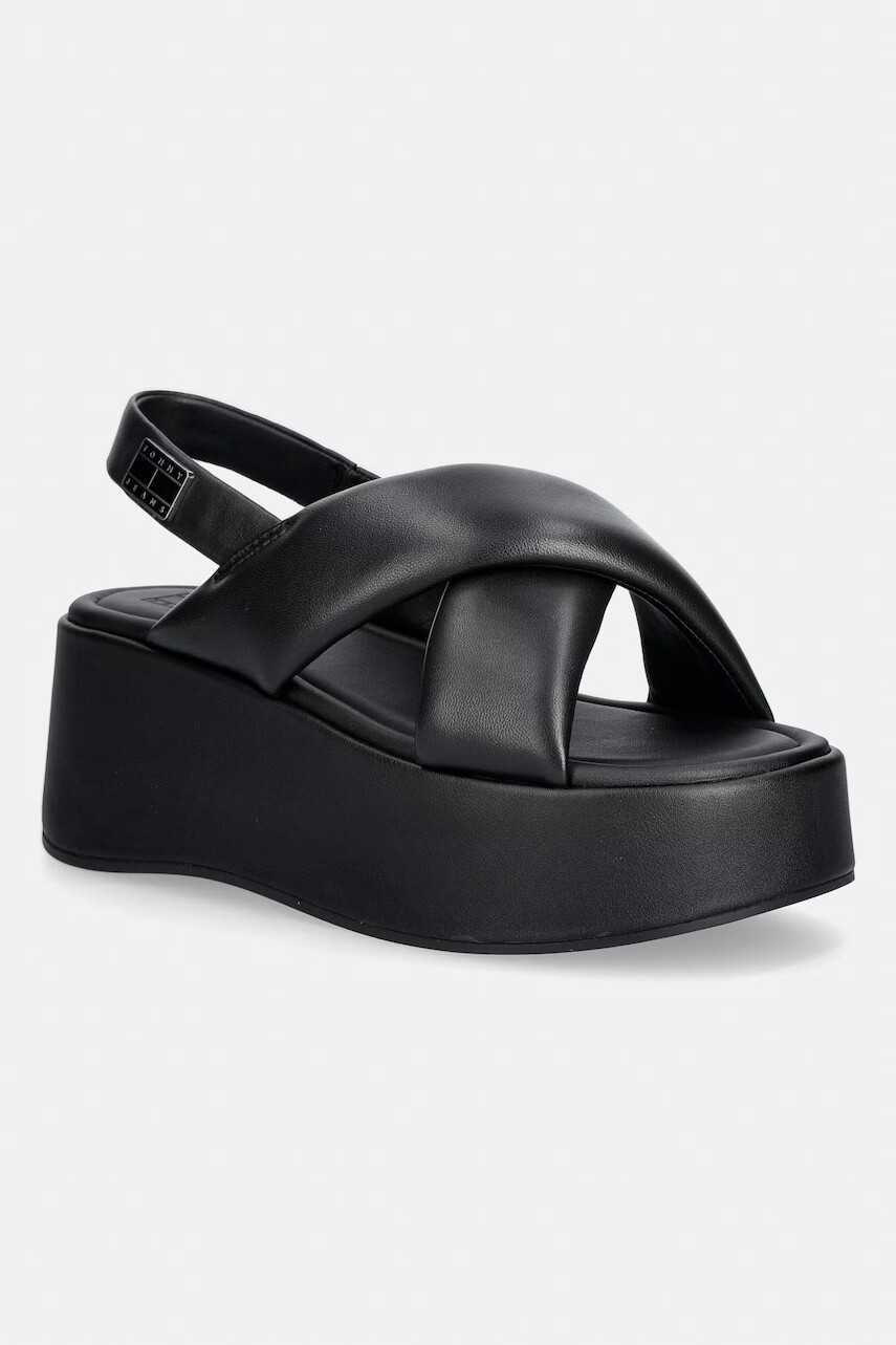 Tommy Jeans sandále na platforme dámske kožené TJW PADDED STRAPS WEDGES