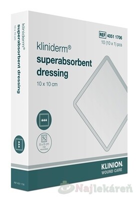 Kliniderm superabsorbent dressing krytie 10x10cm 10ks