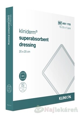 Kliniderm superabsorbent dressing krytie 20x20cm 15ks
