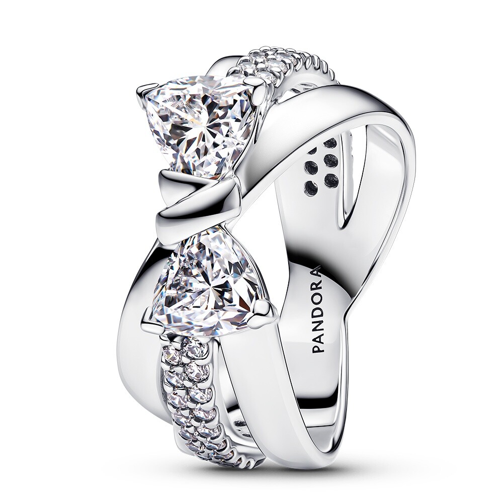 Pandora Výrazný strieborný prsteň Trblietavá mašlička Timeless 193553C01 54 mm
