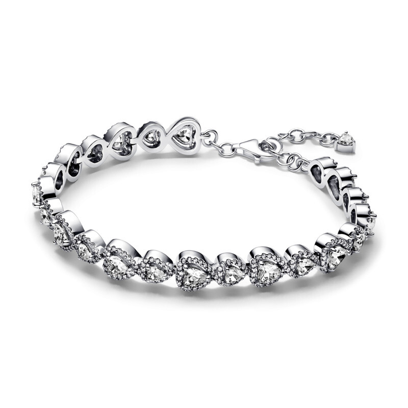 Pandora Strieborný srdiečkový náramok so zirkónmi Timeless 593655C01 18 cm