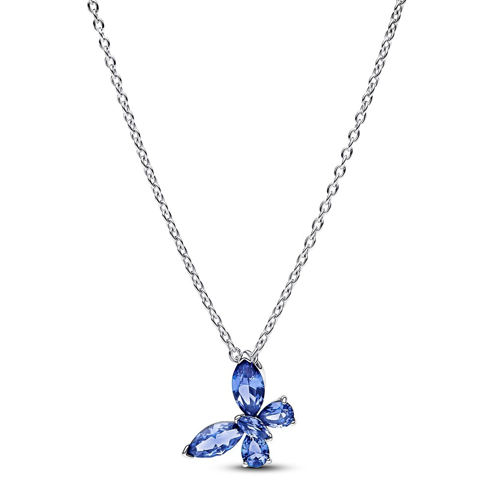 Pandora Strieborný náhrdelník Modrý motýľ Timeless 394232C01-45