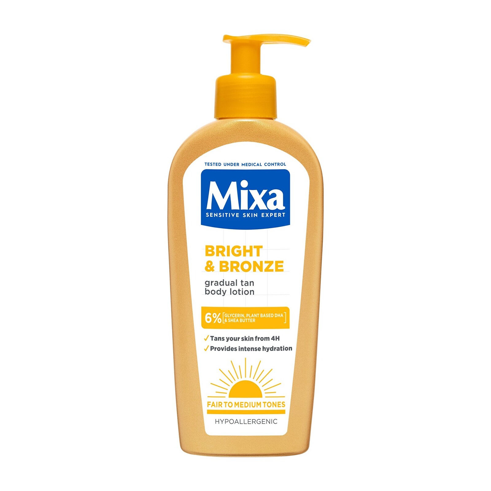 Mixa Samoopaľovacie mlieko pre postupné opálenie Bright and Bronze 250 ml