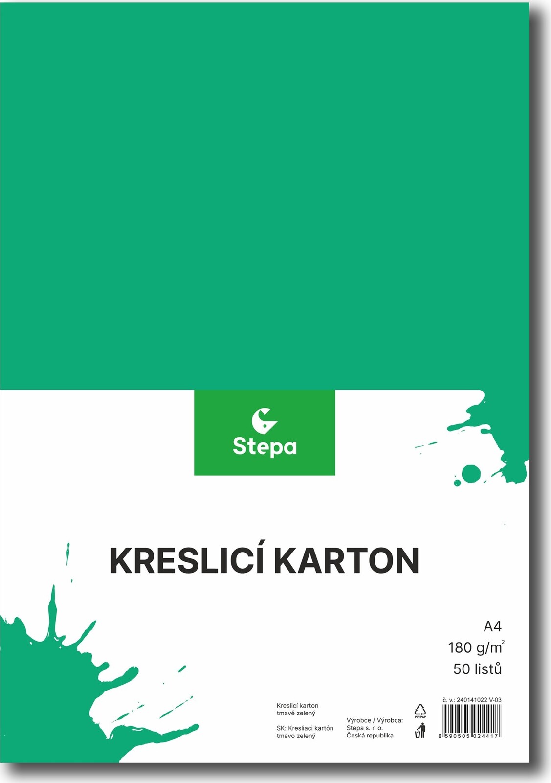 STEPA kresliaci kartón A4, 50 listov, 180 g/m2, tmavozelený