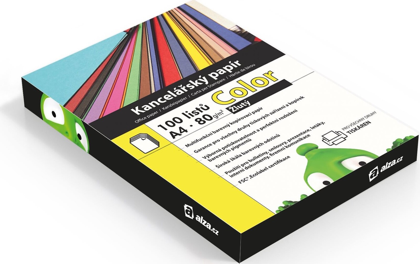 Alza Color A4 žltý 80g 100 listov
