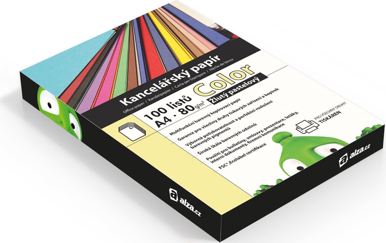 Alza Color A4 žltý pastelový 80g 100 listov
