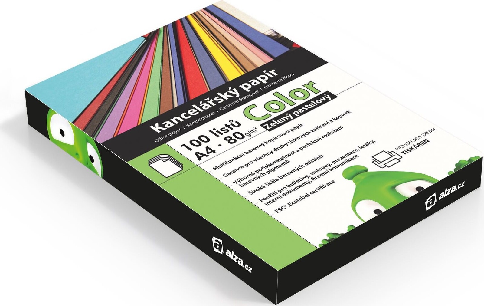 Alza Color A4 zelený pastelový 80g 100 listov
