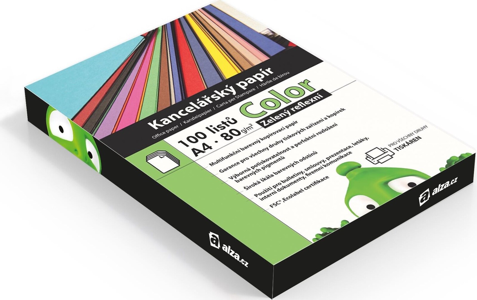 Alza Color A4 zelený reflexný 80g 100 listov