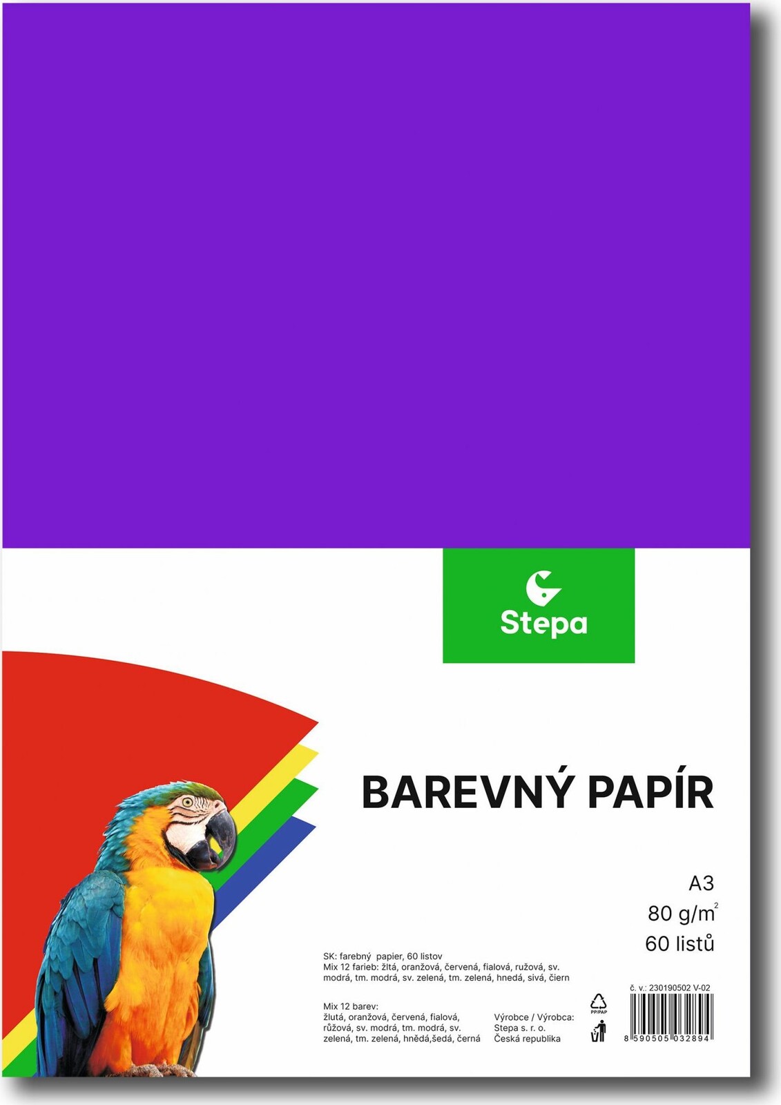 STEPA A3 60 listov, mix 12 farieb