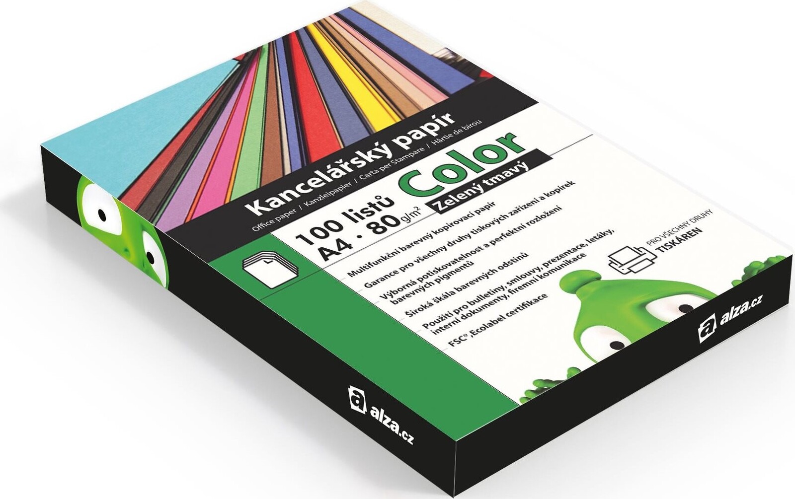 Alza Color A4 zelený tmavý 80g 100 listov