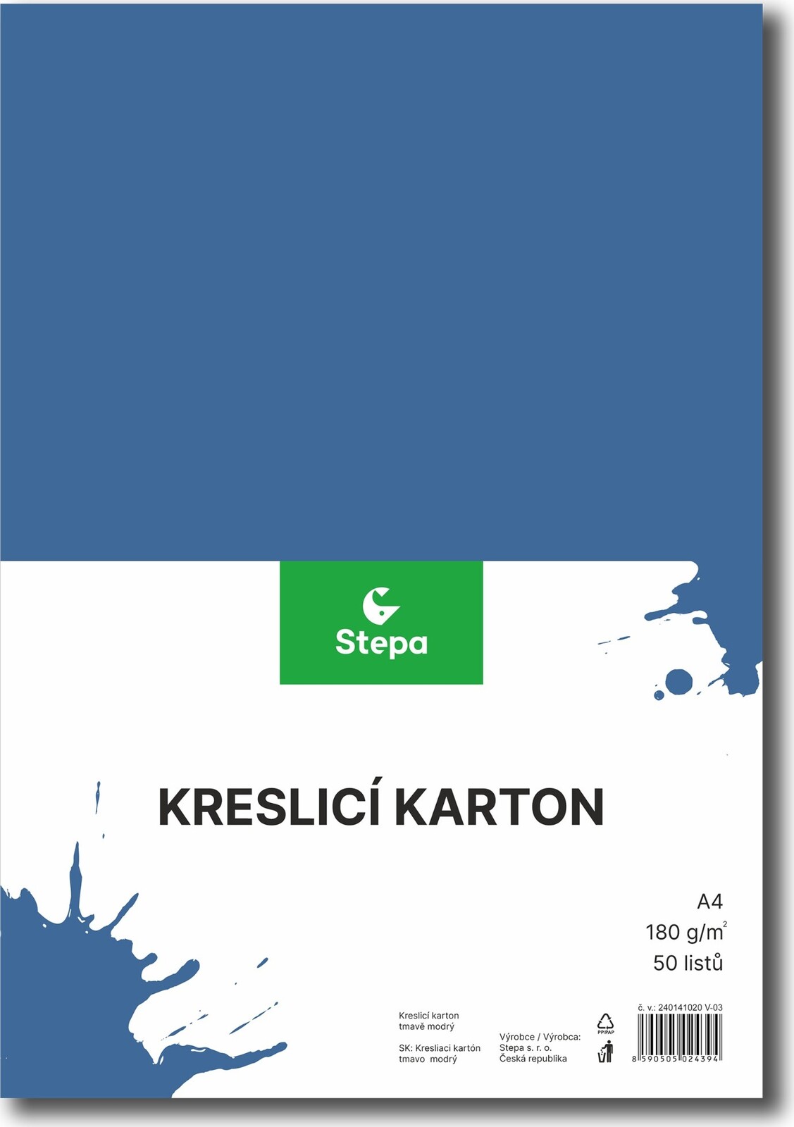 STEPA kresliaci kartón A4, 50 listov, 180 g/m2, tmavomodrý