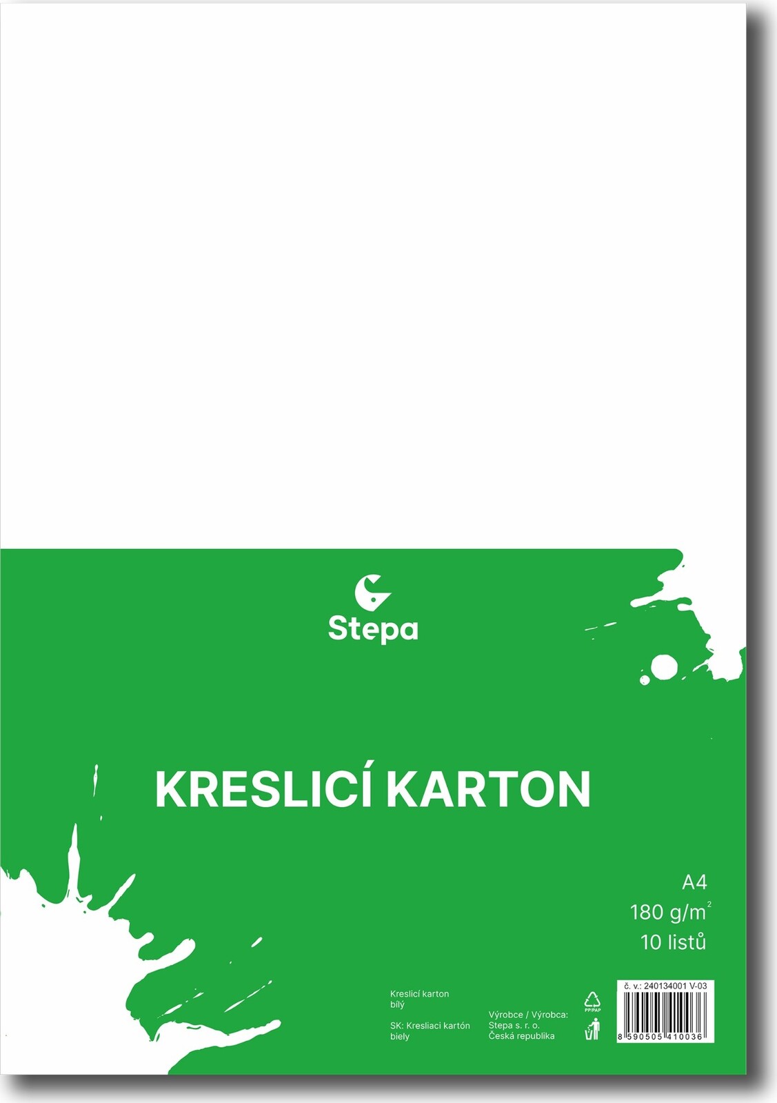 STEPA, kresliaci kartón A4, 10 listov, biely