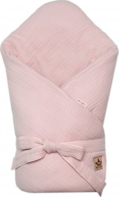 Baby Nellys Mušelínová zavinovačka na zaväzovanie 75 × 75 cm púdrovo ružová