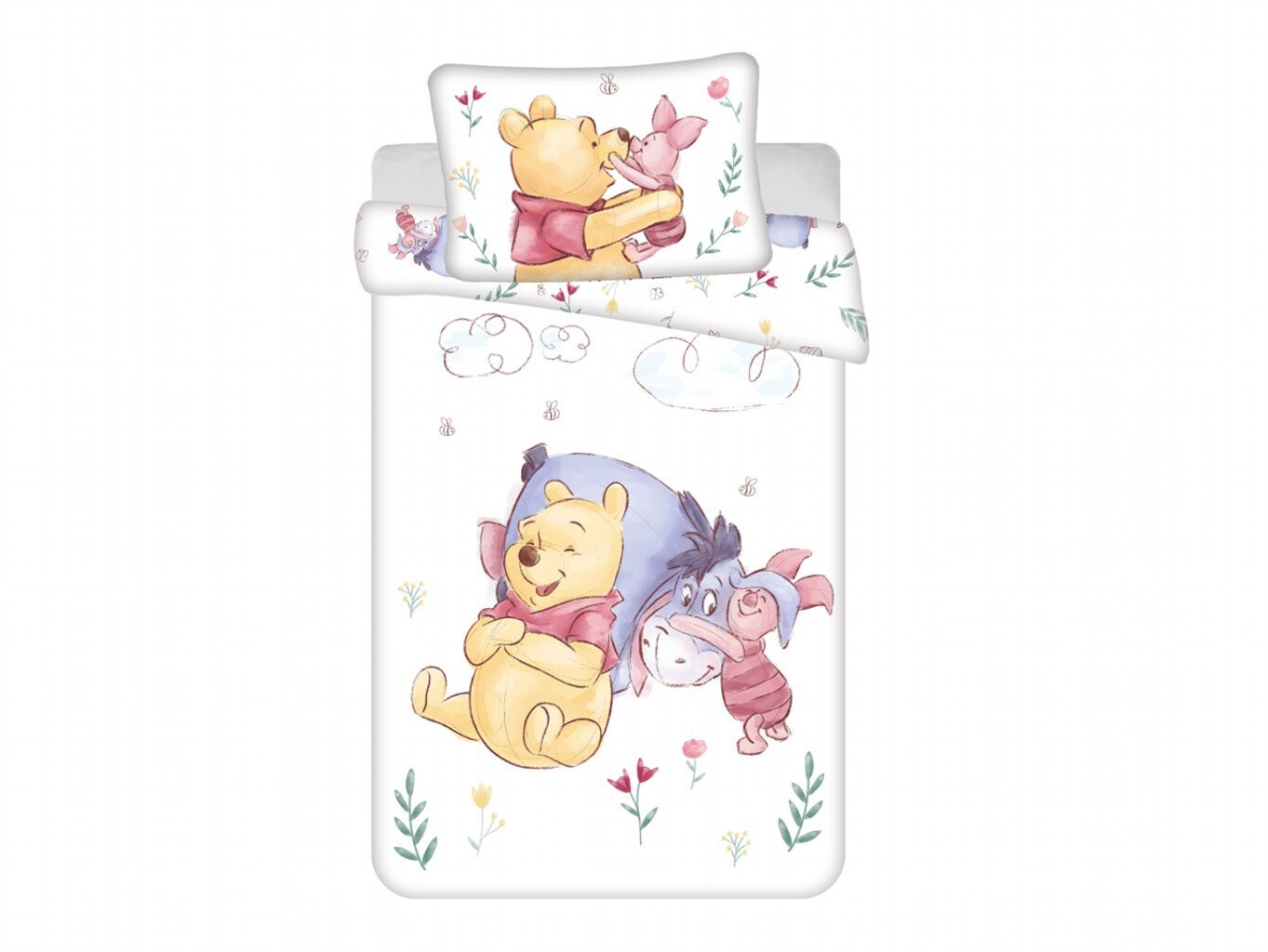 Jerry Fabrics Povlečení do postýlky WTP Pooh hugs baby 100 × 135, 40 × 60 cm