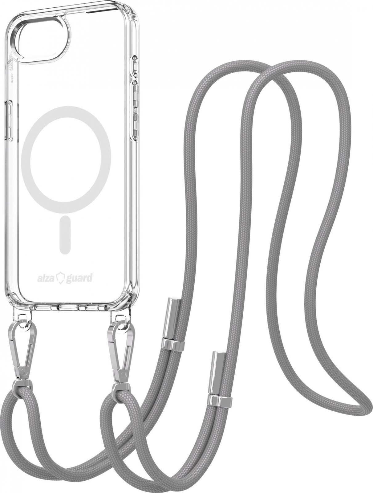 AlzaGuard Luxe Detach Lanyard Case Compatible with MagSafe for iPhone 16e / 17e sivý
