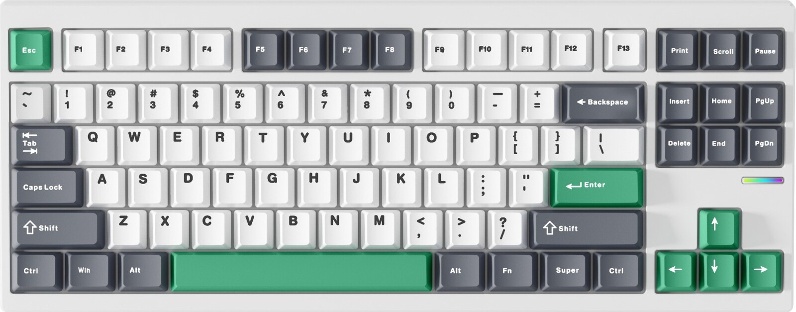 MCHOSE GX87 Lite Aluminum Custom QMK/VIA Mechanical Matcha Latte Switch – White Nano Spraying