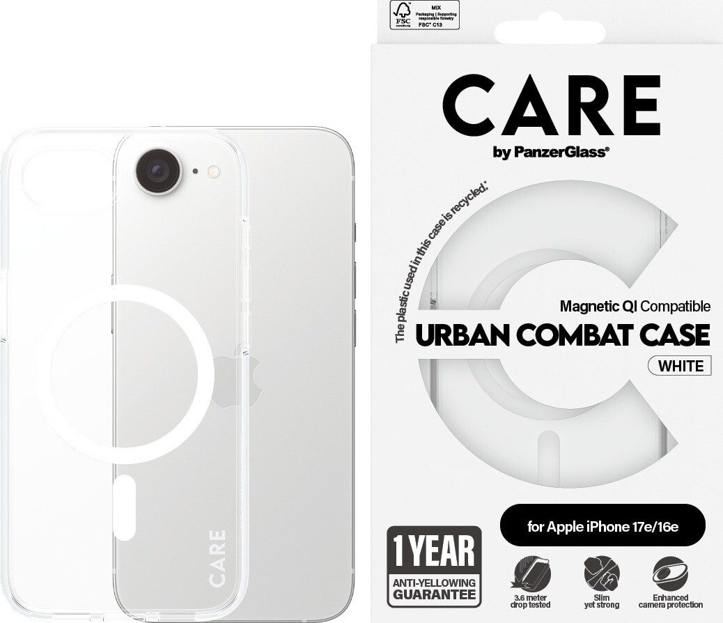 PanzerGlass CARE kryt Apple iPhone 17e/16e MagSafe Urban Combat číry/biely