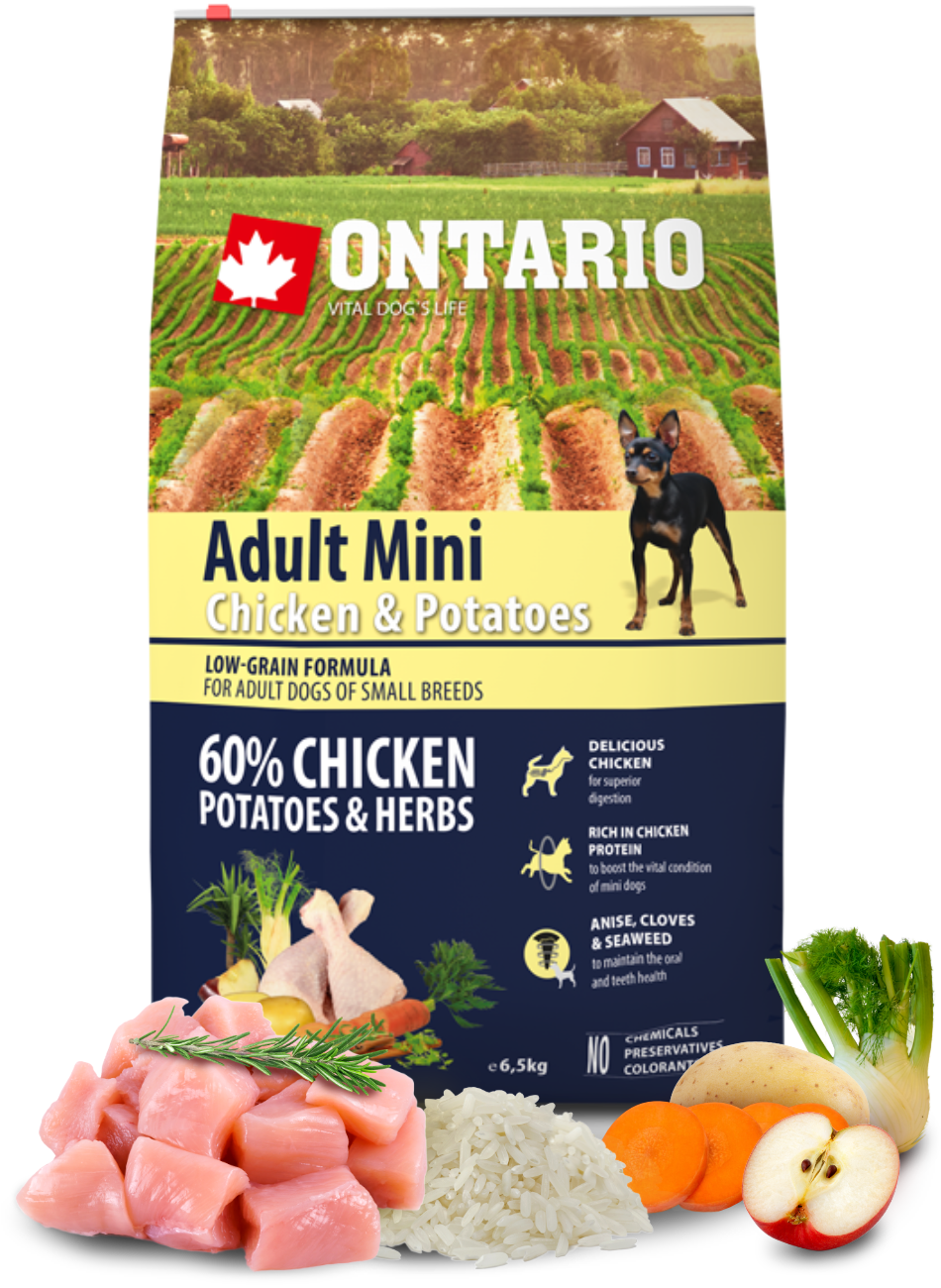 Ontario granuly Adult Mini kura a zemiaky 6,5 kg