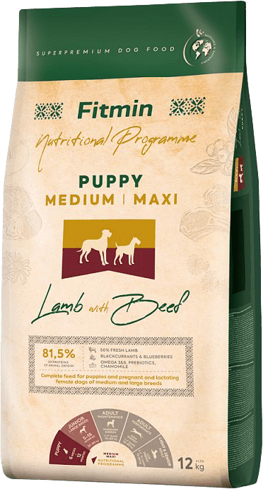 Krmivo Fitmin Puppy Medium Maxi Lamb with Beef 12 kg