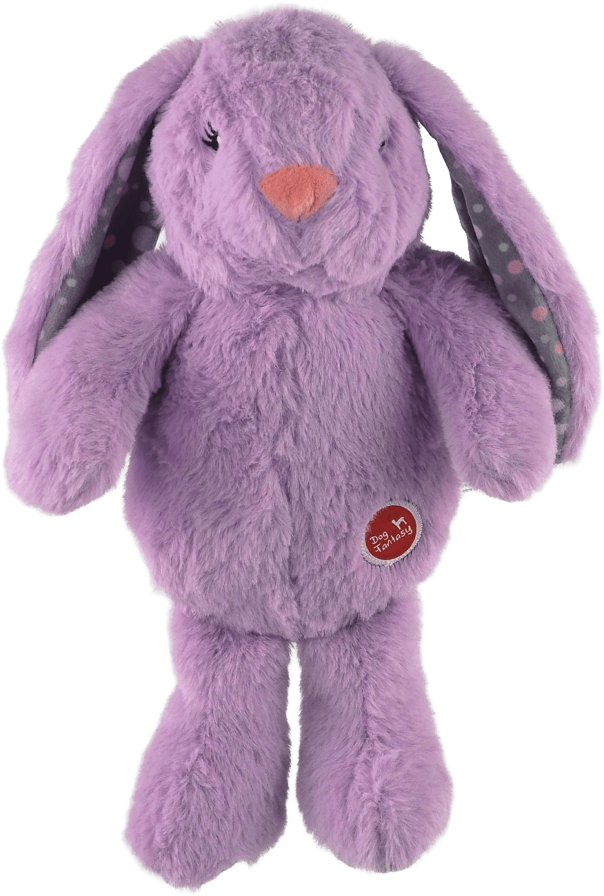 Hračka Dog Fantasy Cuddle zajačik s tlčúcim srdcom fialový 29 cm