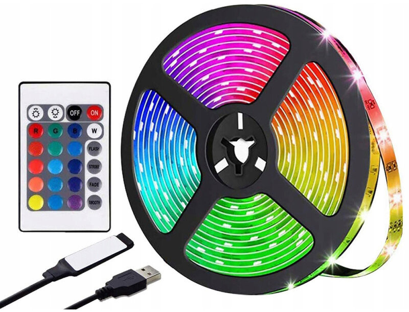 Verk 12437 LED pásek RGB 3 m s dálkovým ovládáním, Bluetooth, USB