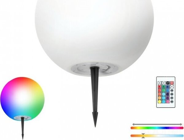 KOBI Light Solární LED zahradní koule 30 cm RGB 3000K