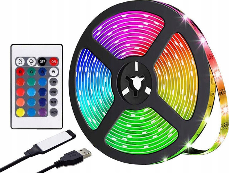 Verk 12438 LED pásek RGB 5 m s dálkovým ovládáním, Bluetooth, USB