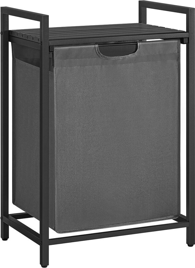 Vasagle Kôš na bielizeň 65 l industriálny sivý kov, 50 × 33 × 72 cm