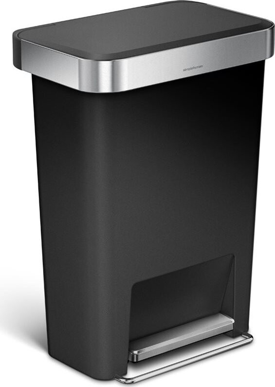 Simplehuman 45 l, pedálový, obdĺžnikový, čierny plast/nerez