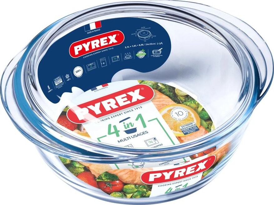 Pyrex Miska na zapekanie s vekom 2,1 l sklenená